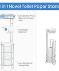 Freestanding Toilet Paper Holder With Top Shelf Storage For Mega Rolls Phone And Wipes Ivory White Nautical Style Bathroom Organizer