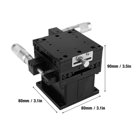 Aluminum 80X80mm Sliding Table Linear Stage With Precision Bearings Black Anodized Finish for Lab Positioning and Sensor Alignment