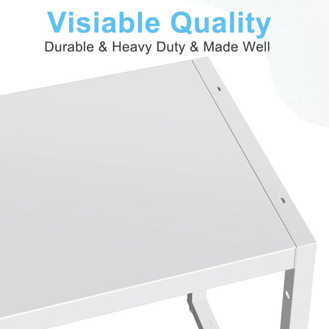 Close-up of the Expandable Kitchen Storage Shelves With Heavy Duty Metal Build, showcasing durable white construction.
