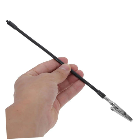 Hand holding adjustable arm from Six Piece Flexible Third Hand Soldering Tool Set With Adjustable Arms PCB Holder And Magnifying Lamp