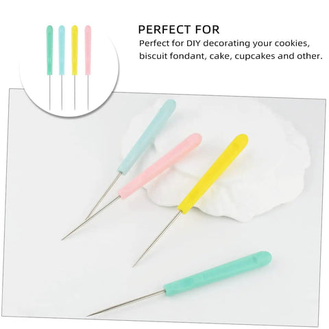 Hella Sharp Icing Scribe Tool Kit With 12 Stainless Steel Fondant Needles For Sweet Cookie Decorating and Cake Design on a white background.
