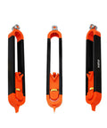 Slick Dual Sided Contour Gauge And Profile Scribe Tool With Tight Grip Lock For One Handed Glide, shown from three angles.