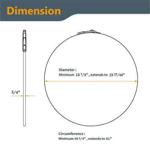Pro Grade 19 1/8 Inch Band Clamp For Dust Collector dimension diagram showing size and measurements for proper fitting.