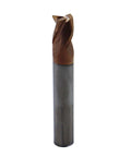 Side view of 5/16 in solid carbide end mill for aluminum, 3-flute, brown ZRN coating