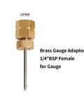 Brass Gauge Adapter With One Quarter BSP Female Fitting And Stainless Steel Probe Two And Half Inch Overall Length With A One Point Four Inch Probe