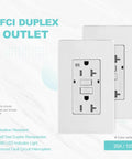 20 Amp GFCI Outdoor Outlet With Self Test, Weather Resistant Receptacle, LED Indicator, 125 Volt, Screwless Wallplate Included