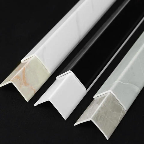 Self Adhesive PVC Wall Corner Protector L Shaped Marble Grain Edge Guard black white beige trim