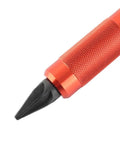 Close-up of orange anti-slip handle of Grab And Go Deburring Multitool With Removable Handle, Internal And External Reamers, Chamfer Tool.