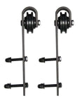 Hangers from Interior Barn Bypass Sliding Doors Kit With Solid Wood Slabs No Glass Black 84 By 84 Modern Style Hardware Included