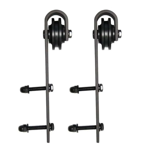Hangers from Interior Barn Bypass Sliding Doors Kit With Solid Wood Slabs No Glass Black 84 By 84 Modern Style Hardware Included