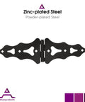 Heavy Duty 8 Inch Strap Hinges Decorative And Traditional Style For Wood Gates Sheds And Barn Doors Zinc Plated Black Finish