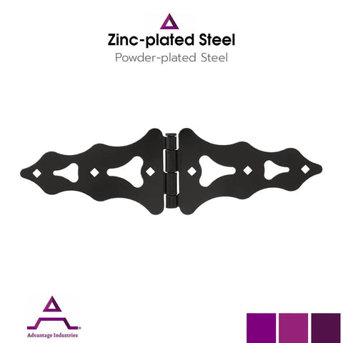 Heavy Duty 8 Inch Strap Hinges Decorative And Traditional Style For Wood Gates Sheds And Barn Doors Zinc Plated Black Finish