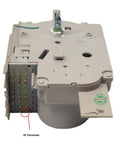 Washer Timer Replacement CKD47P024X Non OEM Compatible With GE And Hotpoint, side view showing 24 terminals, easy swap