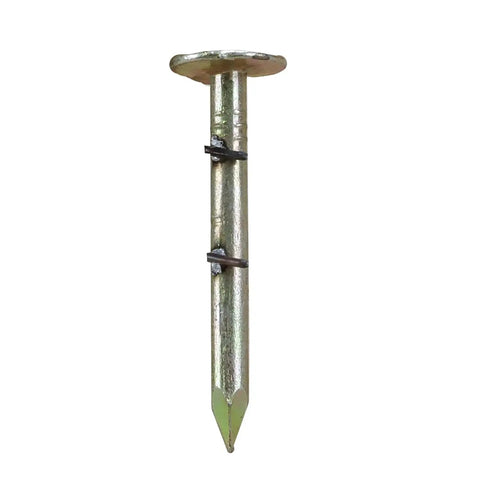 Hella Tough 15 Degree Wire Collated Galvanized Coil Roofing Nails For Asphalt Shingles Siding And Wall Sheathing In Heavy Duty Bulk Box With Seven Thousand Two Hundred Fasteners, showing 1.25-inch galvanized nail.