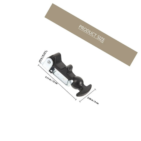 Two Pack Flexible Rubber T Handle Draw Latches With Vibration Reduction And Wear Resistant Features, shown with size measurements.