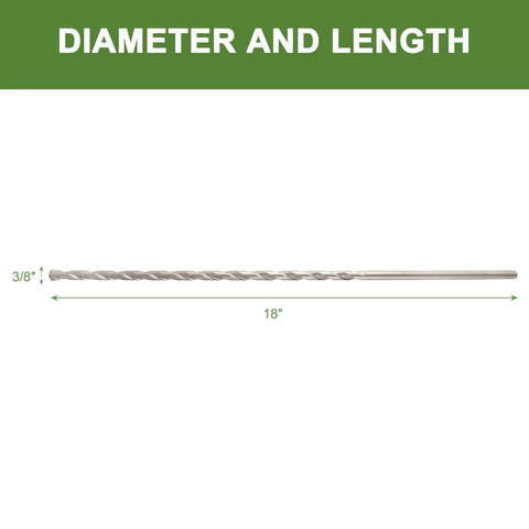 HLOFIZI 3/8-inch diameter masonry drill bit, 18 inches long, carbide-tipped with a 3-flat shank