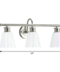 Three Light Bath Vanity Fixture From Ashford Collection In Brushed Nickel Finish Damp Rated Transitional Style Vanity Light