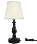 Set Of 2 20 Inch Bedside Lamps With Dual USB A And USB C Charging Ports, 3 Way Touch Control, black base, cream shade
