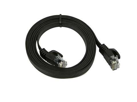 Cat5e Ethernet Patch Cable Flat Snagless RJ45 Flexboot 30AWG Stranded Copper Wire 350MHz UTP 5 Feet Black For Fast Reliable Wired Networking