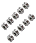 U Groove Pulley Wheel Roller Bearing Set 10 Pcs U624zz 0.51 Inch OD U Type Guide Pulley Carbon Steel Built To Last For Window Door Linear Motion System Smooth Grease Filled Operation, 10-piece set