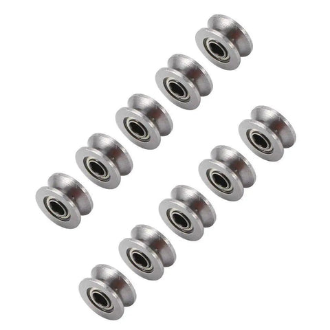 U Groove Pulley Wheel Roller Bearing Set 10 Pcs U624zz 0.51 Inch OD U Type Guide Pulley Carbon Steel Built To Last For Window Door Linear Motion System Smooth Grease Filled Operation, 10-piece set