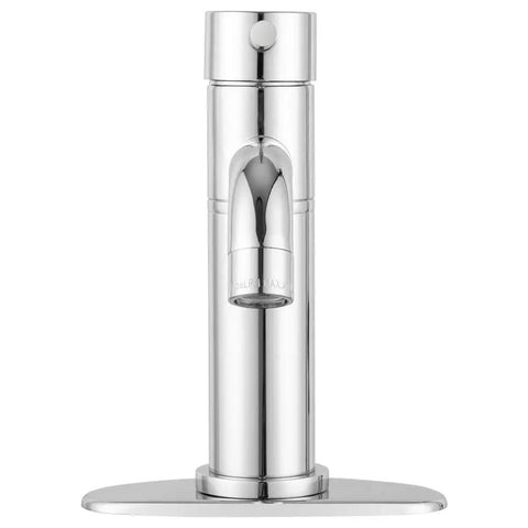 Front view of RV Single-Handle Vessel Bathroom Sink Faucet In Chrome, Smooth Lever Action For Precise Temp And Flow, Single Hole Mount.