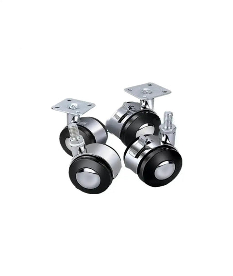 Four Pack 2 Inch Zinc Alloy Casters With Brakes For Furniture, Beefy Heavy Duty Wheel Casters With Locking Swivel, shiny metal finish