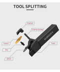 Check Out This Badass Indexable Carbide Lathe Tool MVJNR2020K16 parts overview including insert, pin, clamp, shim, and screws.