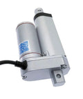 Heavy Duty DC Linear Actuator 12V 1200N With 100mm 50mm Or 30mm Stroke For Window And Automation Industrial Grade Beefed Up Durable And High Quality White Finish Great For DIY Projects And Robotic Setups, close-up with cable and mount