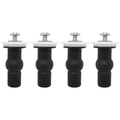4 Pack Toilet Seat Bolts Kit With Hinge Screws Expanding Rubber Top Nuts And Mounting Hardware Universal Fit For 14-16mm Hole Toilet Seats Easy Fix For Loose Wobbly Seats Repair Parts image of rubber nuts and bolts.