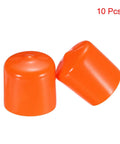 Durable 25mm Inner Diameter Rubber End Caps Set of 10 Round Vinyl End Cap Covers for Screw Threads and Pipe Ends Orange Great for Bolt and Nut Thread Protection and DIY Friendly Projects, two caps displayed.