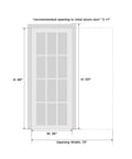 Quadro 4088 Sliding Interior Door Kit With Black Matte Frosted Glass Pocket Door 36 By 96 Inches Solid MDF Core measurement diagram