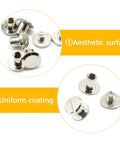 Knockout Silver Chicago Binding Screws M5 X 6Mm Nickel Plated Flat Head Rivet Set showcases aesthetic surface and uniform coating.