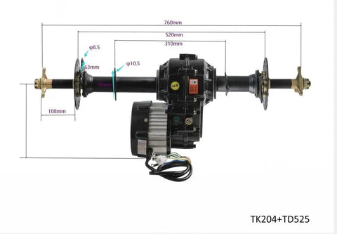 Beefed Up Complete 30 Inch Rear Axle And 48V 1000W Electric Differential Motor With 6 Inch Tires Front Steering Battery For Go Kart Ultimate Off Road Power Kit All Terrain Performance