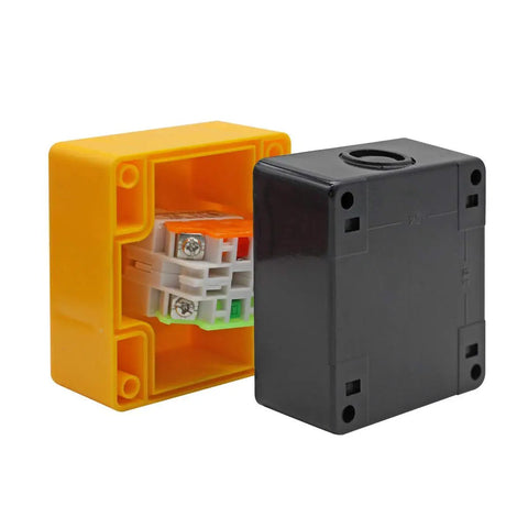 Yellow and black housing for Emergency Stop Push Button Switch 40mm Red Mushroom Cap 660V 10A DPST Momentary 1NO 1NC