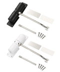 Automatic Door Closer Aluminum Alloy Rebound Stopper Wear Resistant Safety Spring Kit with black and white units and screws