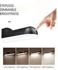 Stick On Wall Lights Set Of 2 LED Dimmable Under Cabinet And Shelf Light Bar With Touch Dimmer brightness settings shown.