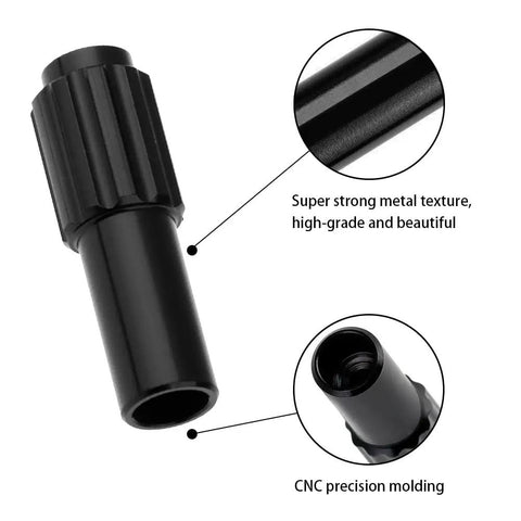 Close-up of CNC machined aluminum alloy bike cable adjuster for brake and gear shift, displaying metal texture.