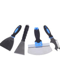 Kickass Drywall Finishing Kit With No Sweat Paint Roller, Stainless Steel Scraper And J Trowel with flexible putty tools.
