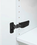 Soft Close Cabinet Door Hinges With No Slam Silent Buffer Damper Concealed Mounting Hardware For Kitchen Cabinets And Wardrobe Doors Two Stage Closing Mechanism One Pair Set installed on white cabinet