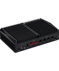 Intel X7425E Micro Server Gear Loaded With 8GB DDR4 RAM And 128GB M2 SSD showing rear ports and cooling fins.