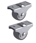16 Pack Heavy Duty Caster Wheels 1 Inch Rigid Non Swivel Ball Bearing Trolley Casters Built Tough As Nails For Gliding Smooth Across Any Floor Without Breaking A Sweat - close-up view of two caster wheels with metal housing and rubber tires.