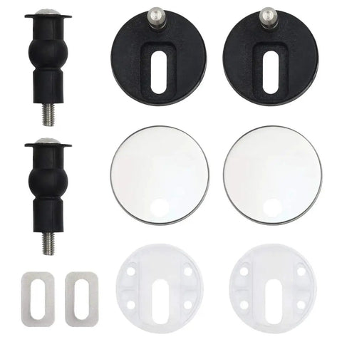 Top Shelf Soft Close Toilet Seat Pair Built Different With Dense MDF Boards And Deep Sea Pattern For Hassle Free Bathroom Upgrades That Truly Feel Like Game Changers hardware components including ball hinges and mounting plates.