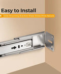 22 Inch Heavy Duty Soft Close Drawer Slides Set with 10 Pairs Side Mount Ball Bearing Rails Brushed Nickel Finish installed with bracket
