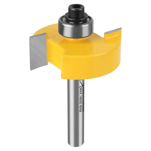 Rabbet Router Bit Kit With One Quarter Inch Shank And Seven Bearings For Multiple Depths From One Eighth To One Half Inch, shown in detail