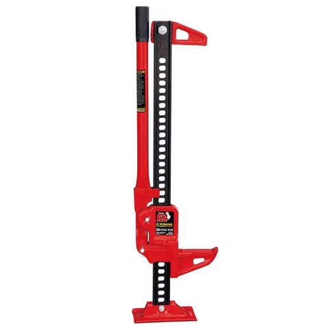 Ratcheting Off Road Utility Farm Jack 33 Inch For Lifting Pulling Clamping And Winching 3 Ton 6000 Lb Capacity Red Multi Directional Use