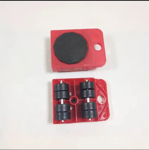 Heavy Duty Furniture Mover Kit With Lifter Tool And 360 Degree Roller Sliders, red rollers for safe floor movement.
