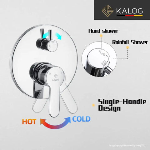 Shower System With Tub Spout And Wall Mount Chrome Finish, Rainfall Showerhead Plus Handheld Spray, Single-Handle Hot And Cold Mixer