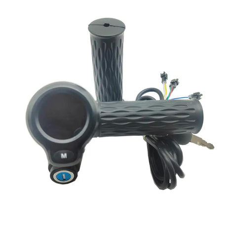 Go-To Twist Throttle Grip With LCD Display And Key Lock for electric bikes and scooters, 22mm waterproof handlebar grip, black