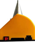 Built Like A Tank Induction Bearing Heater With Digital Temp And Timer Controls, orange body, back view, designed for machine shops and rail maintenance.